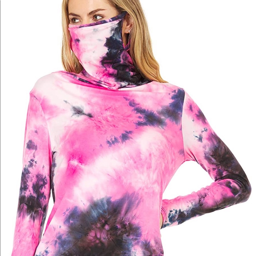 2 in 1 Built In Mask Tie Dye Top
